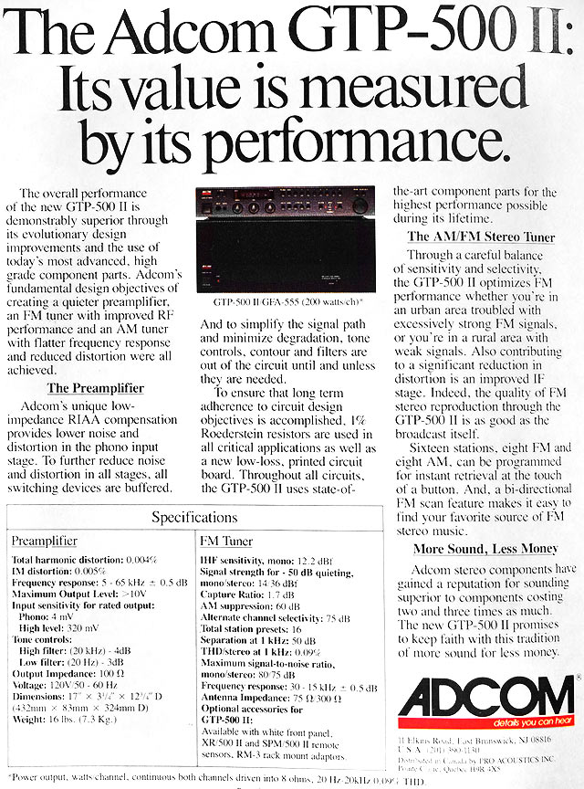 ADCOM GTP-500 II Ad