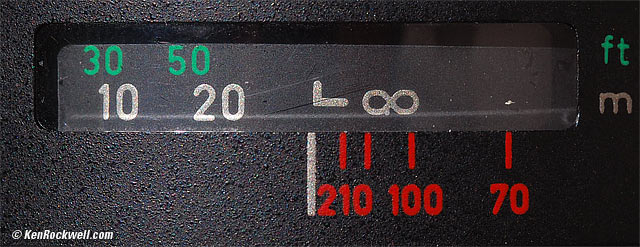 Canon 70-210mm IR scale