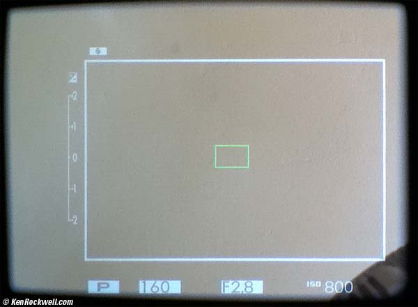 Fuji X100 Optical Viewfinder, shutter half-pressed and ready to fire.