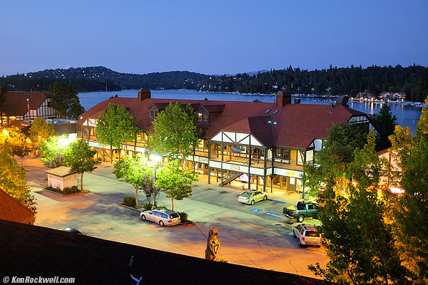 Lake Arrowhead Village at night