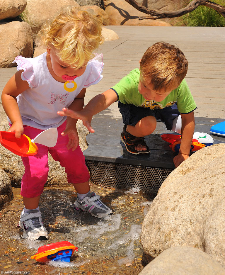 Katie and Ryan playing with boats at Quail Gardens.