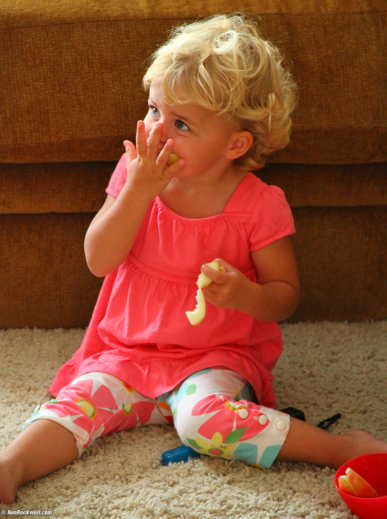 Katie eats her apples.