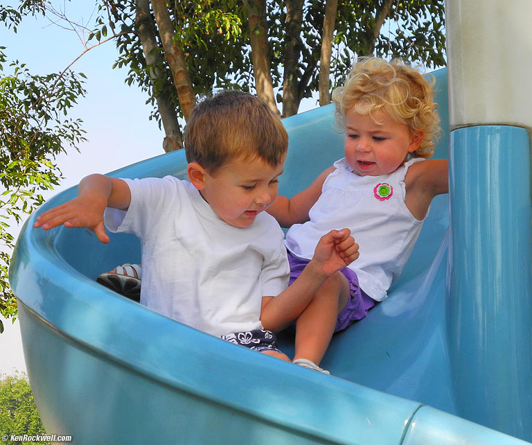 Ryan and Katie on the slide.