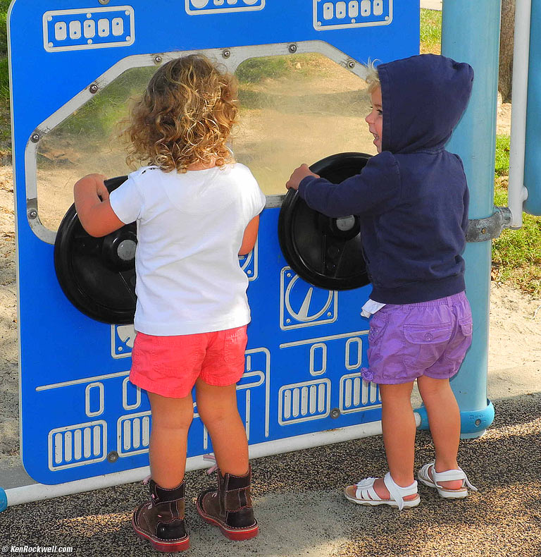 Katie's friend Kate and Katie flying.