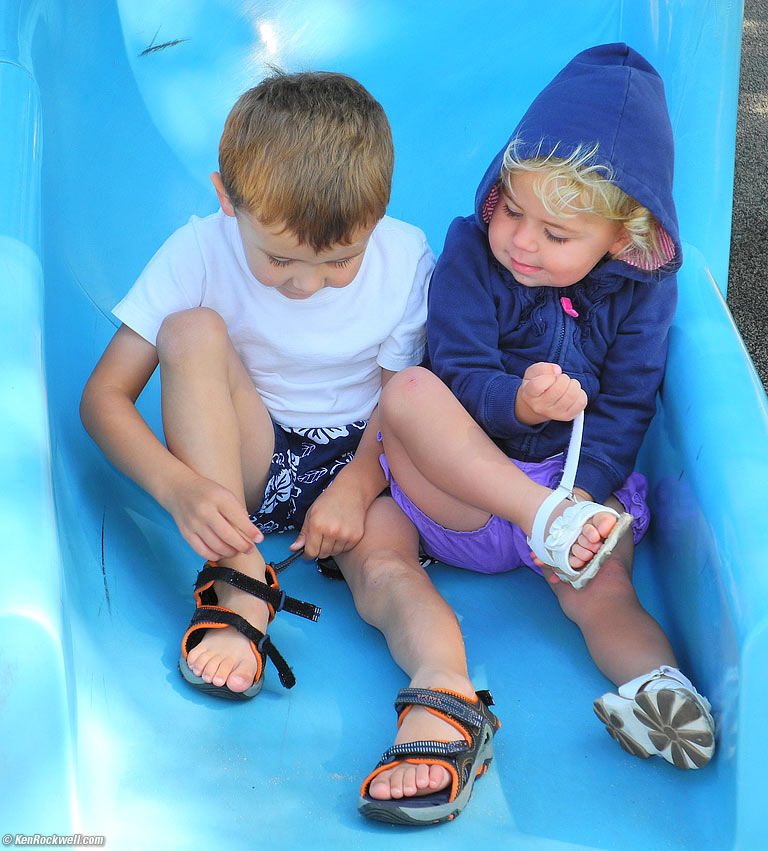 Playing with our shoes. 