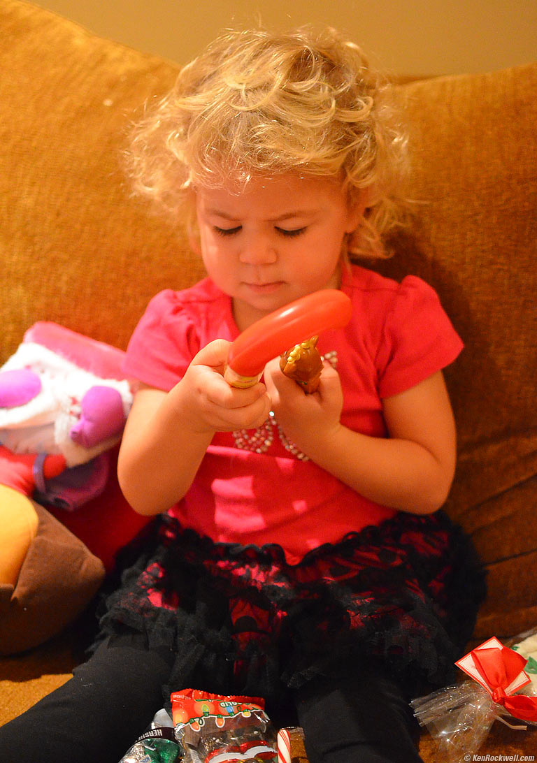 Katie reads the ingredients.