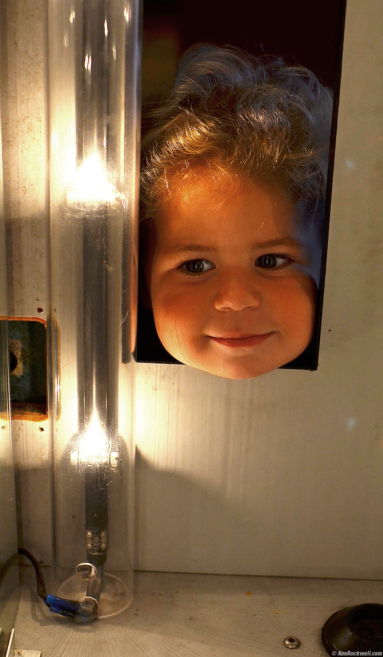 Katie's head in the Infinity Machine. 