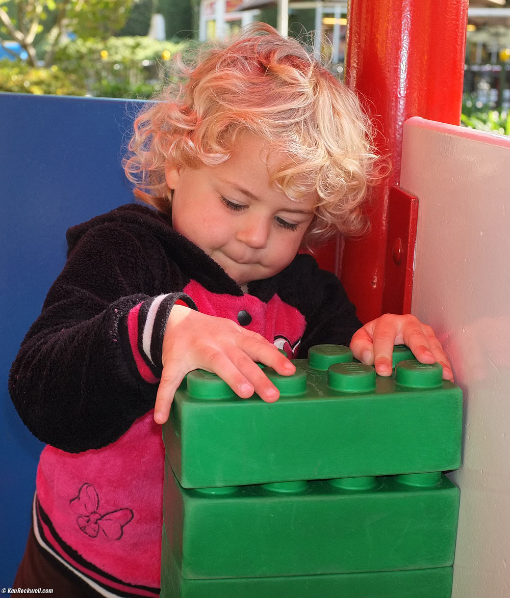 Katie making a Lego bench