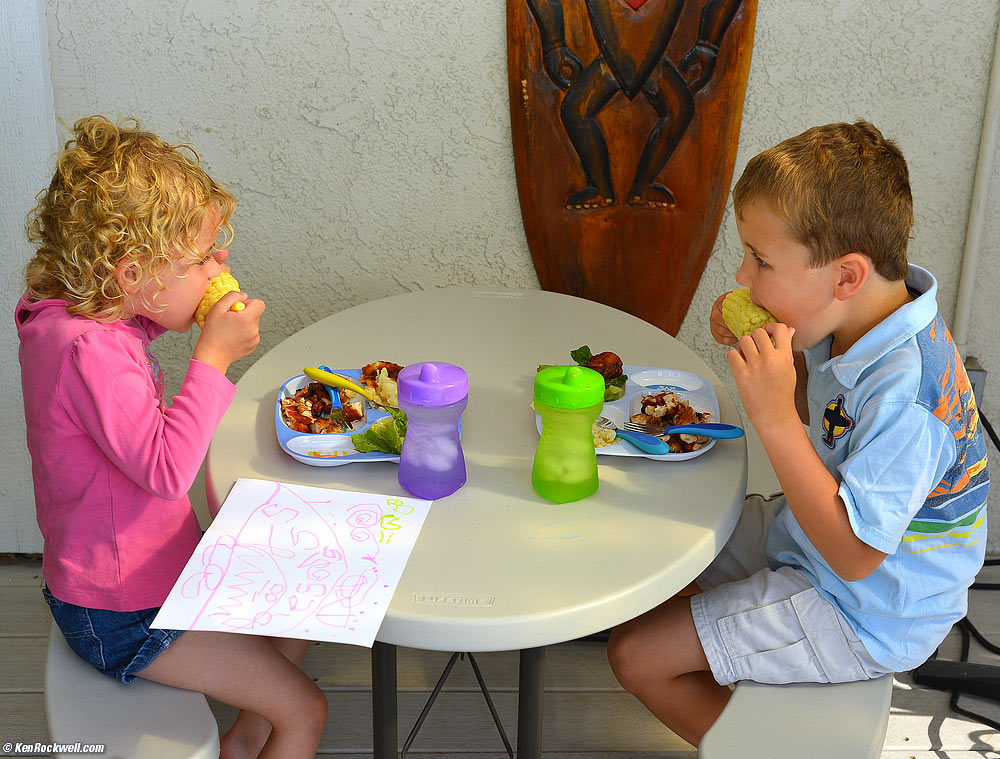 Katie eating with Ryan at Noni's.