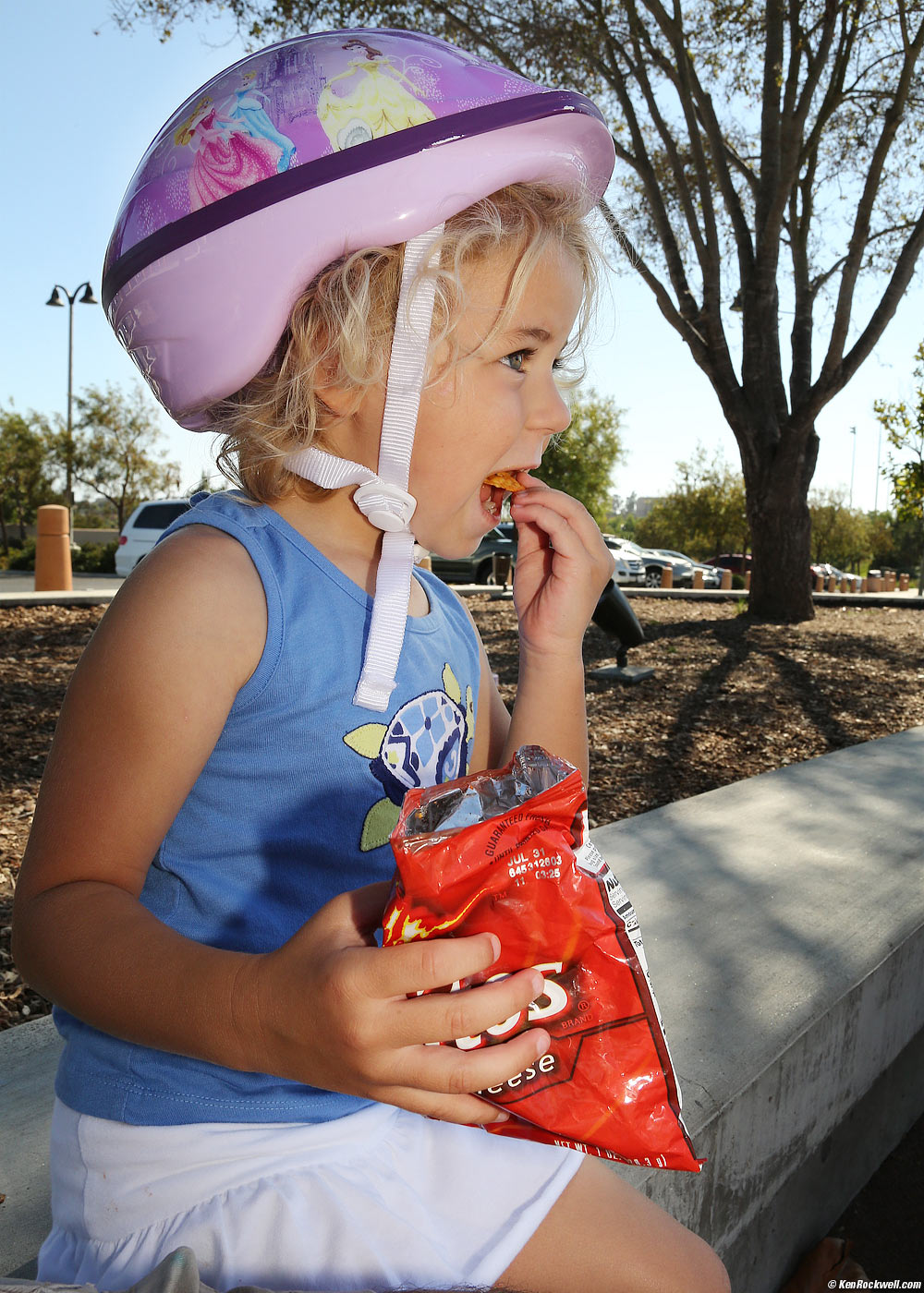 Katie eating hot chips