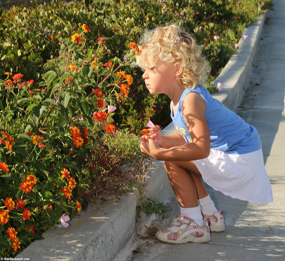 Katie looking for flowers