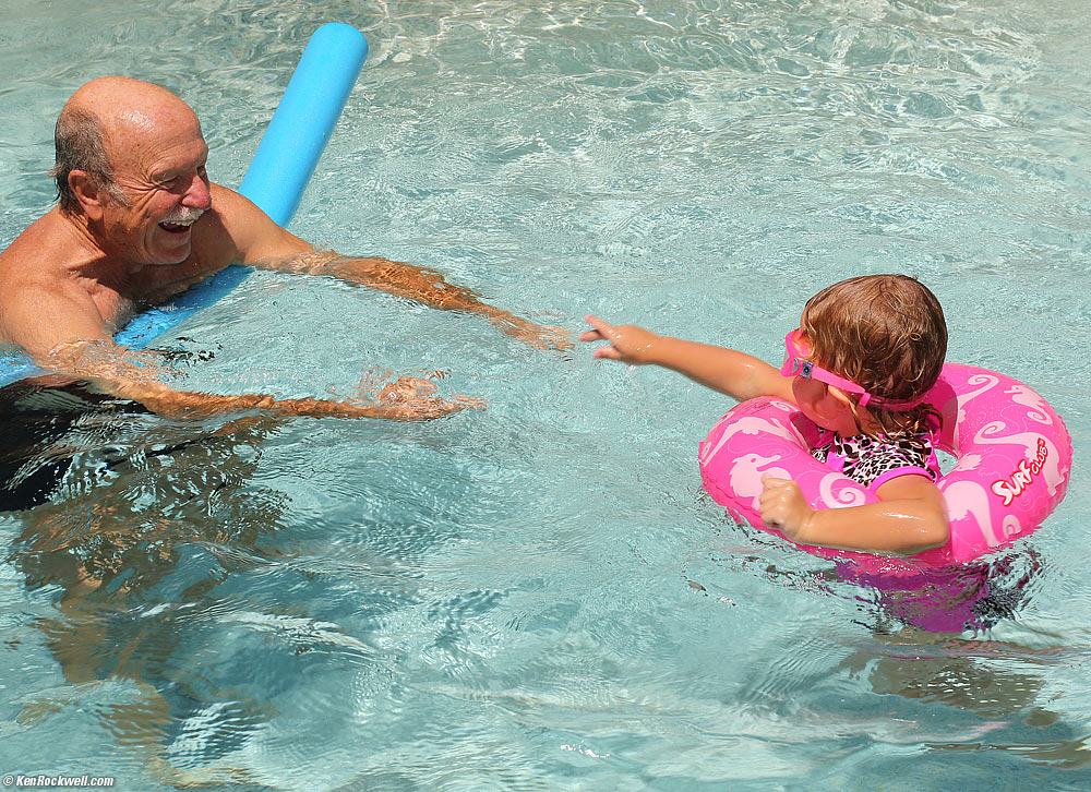 Katie with Pops in pool
