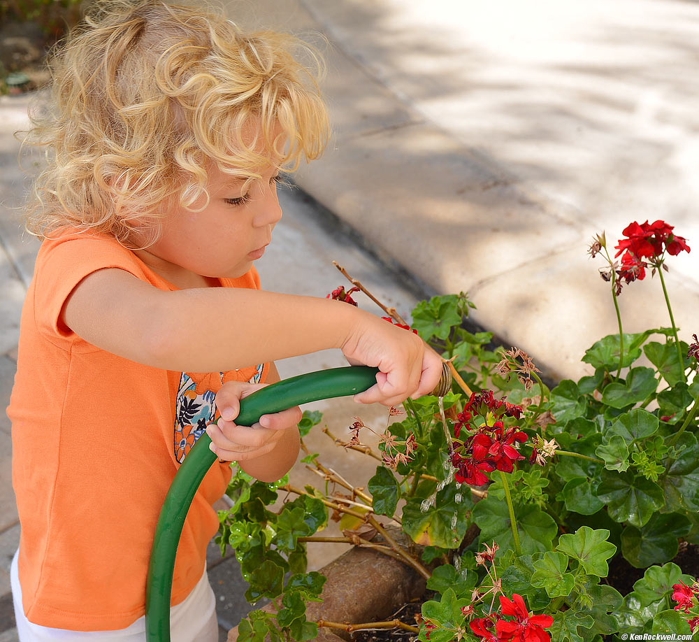 Katie Watering the flowers.