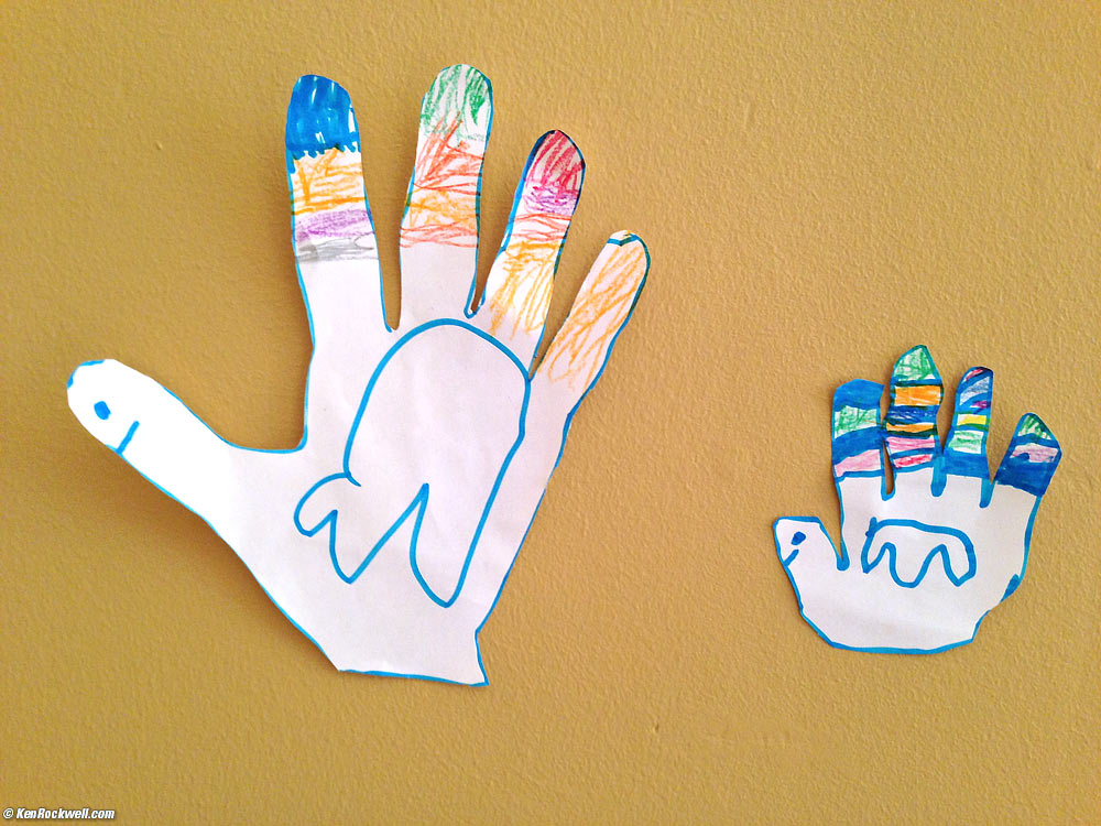 Ta da! Katie's colored turkeys, one for Dada and one for Katie. The funny marks on each are the wings.