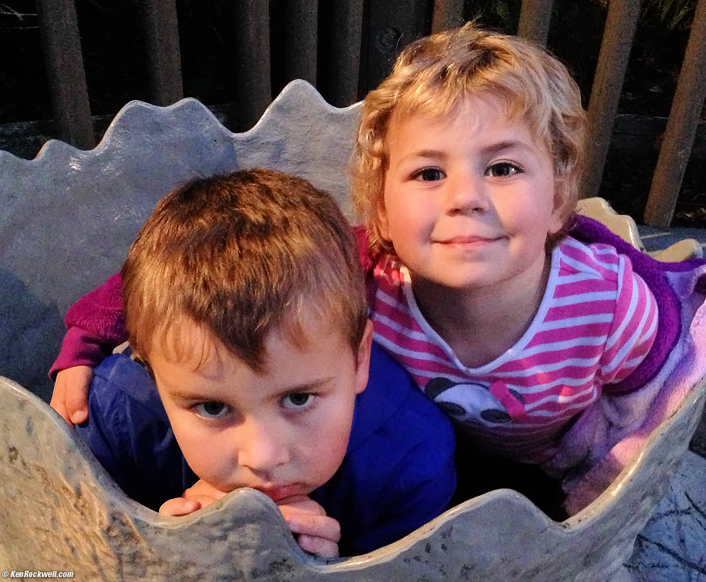 Ryan and Katie in the Dinosaur Egg.
