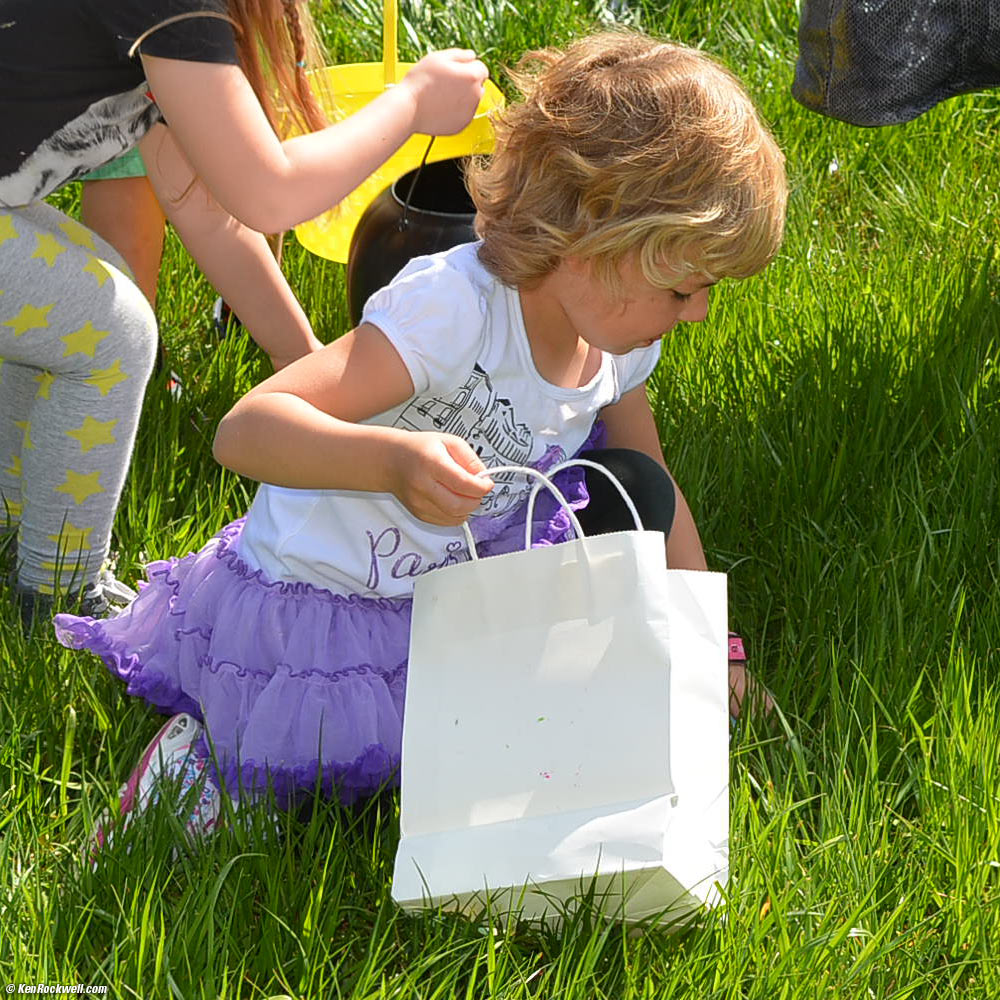 Katie goes Easter egg hunting.