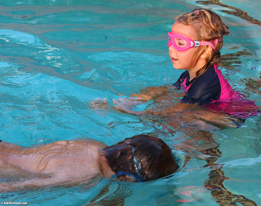 Katie and Ryan swimming at Noni's.
