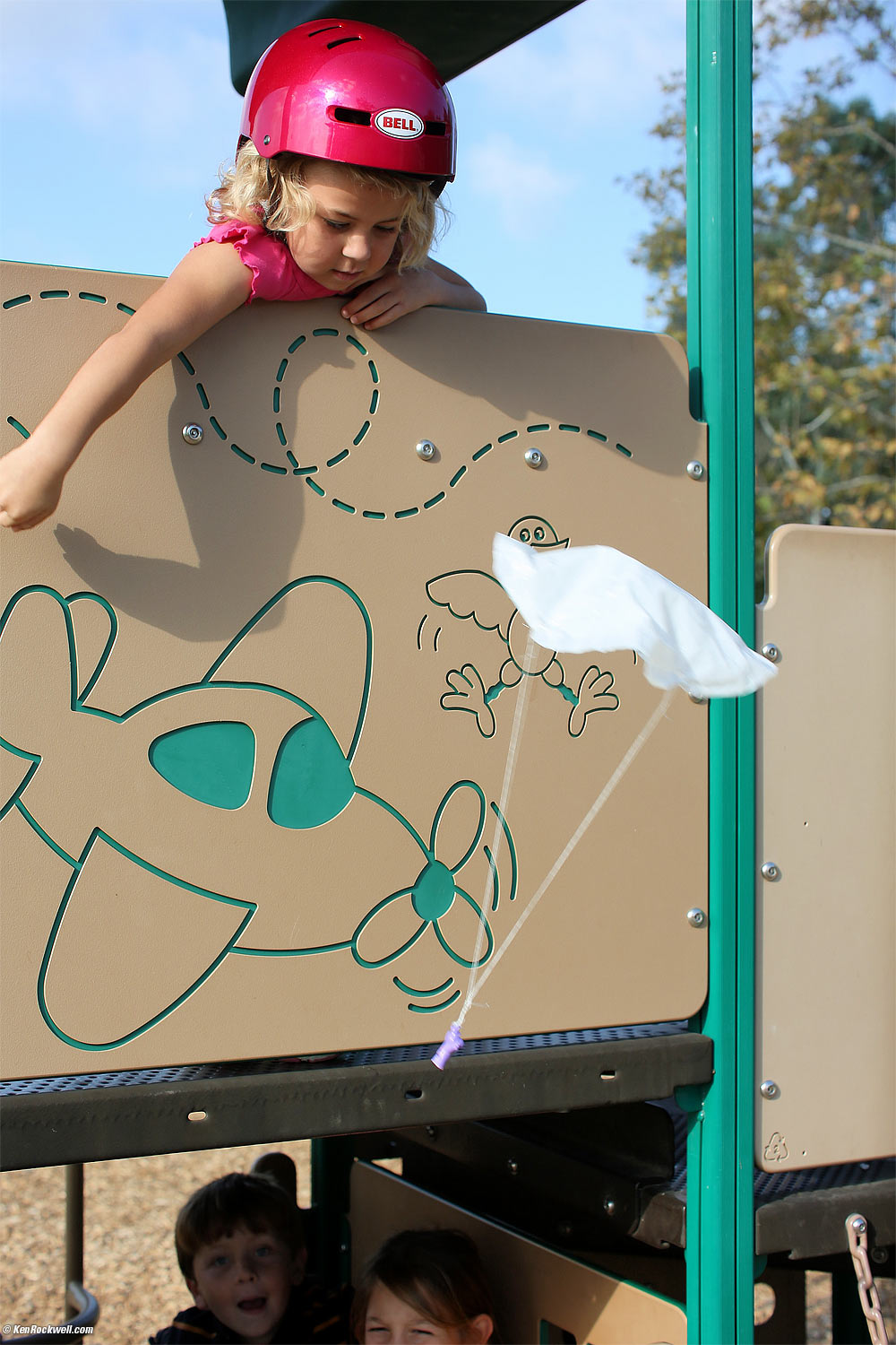 Katie flies her hippopotamus parachute