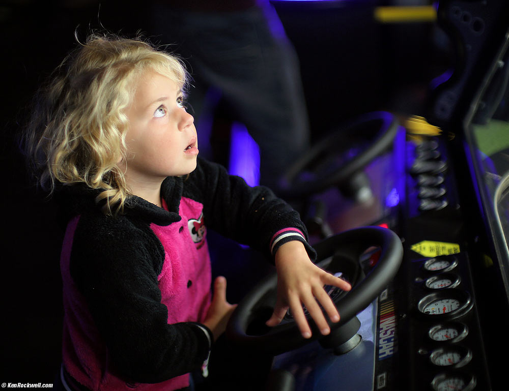 Katie plays the driving game