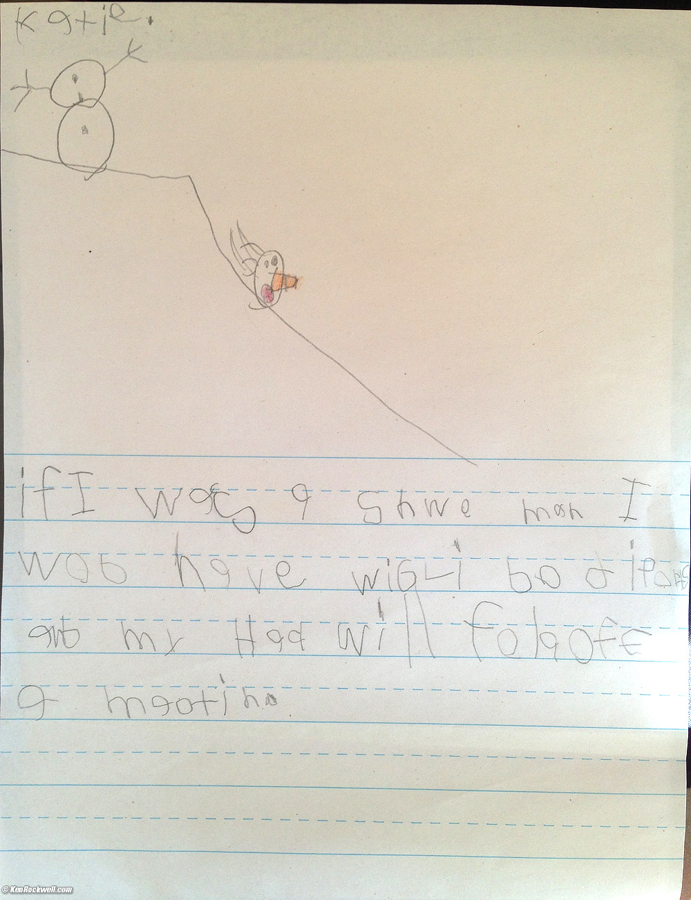 If I was a snowman I would have wiggly body parts and my head will fall off a mountain