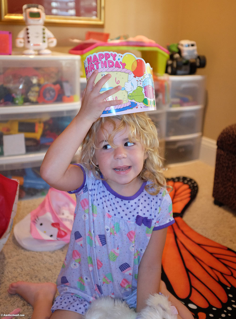 Katie and her birthday hat