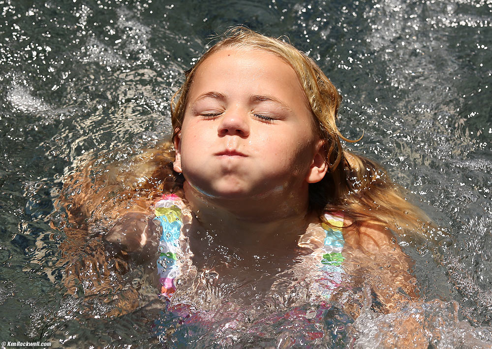 Katie in the new Hawaiian pool at the Rancho