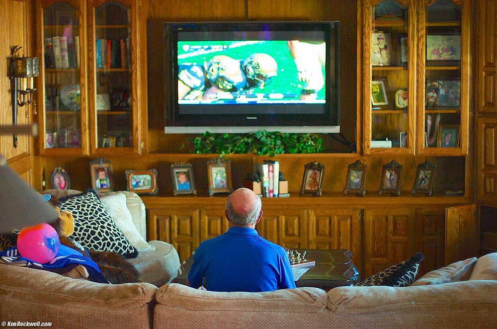 Pops watching the game. GO BRUINS!!! 