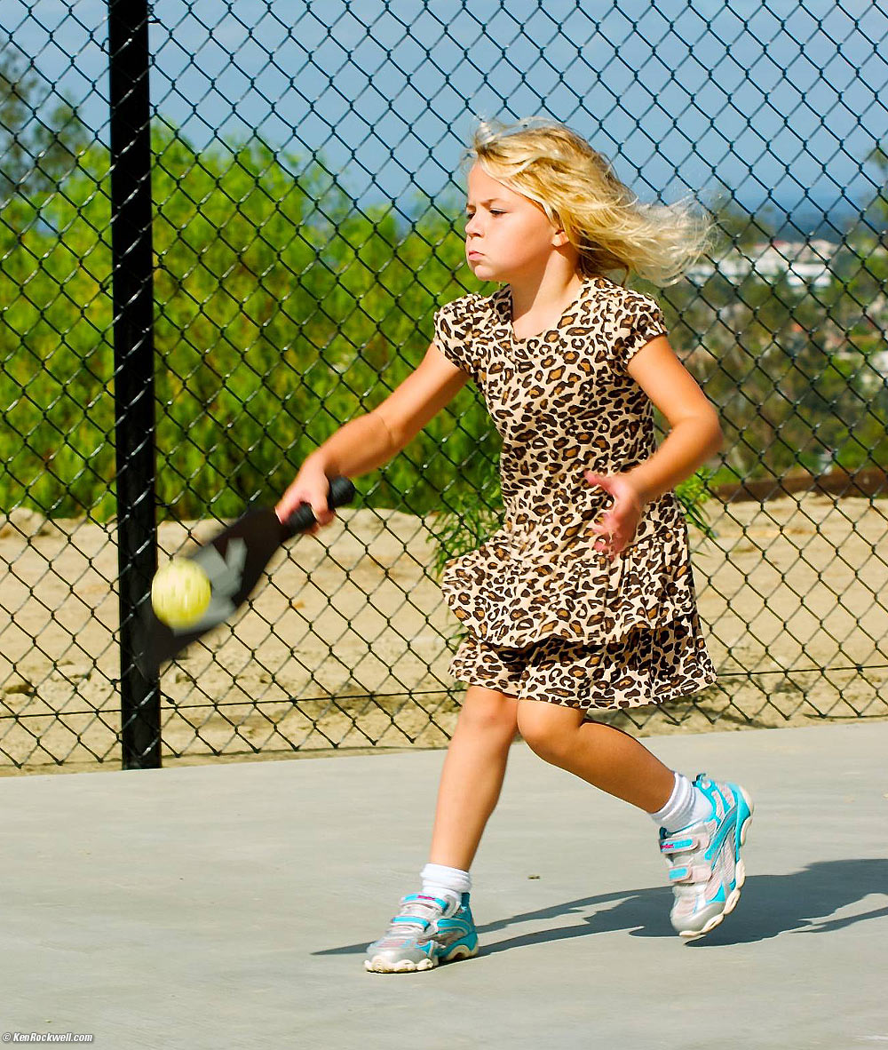 Katie tries out Noni's new pickleball court.