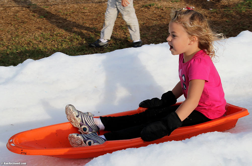 Katie sledding