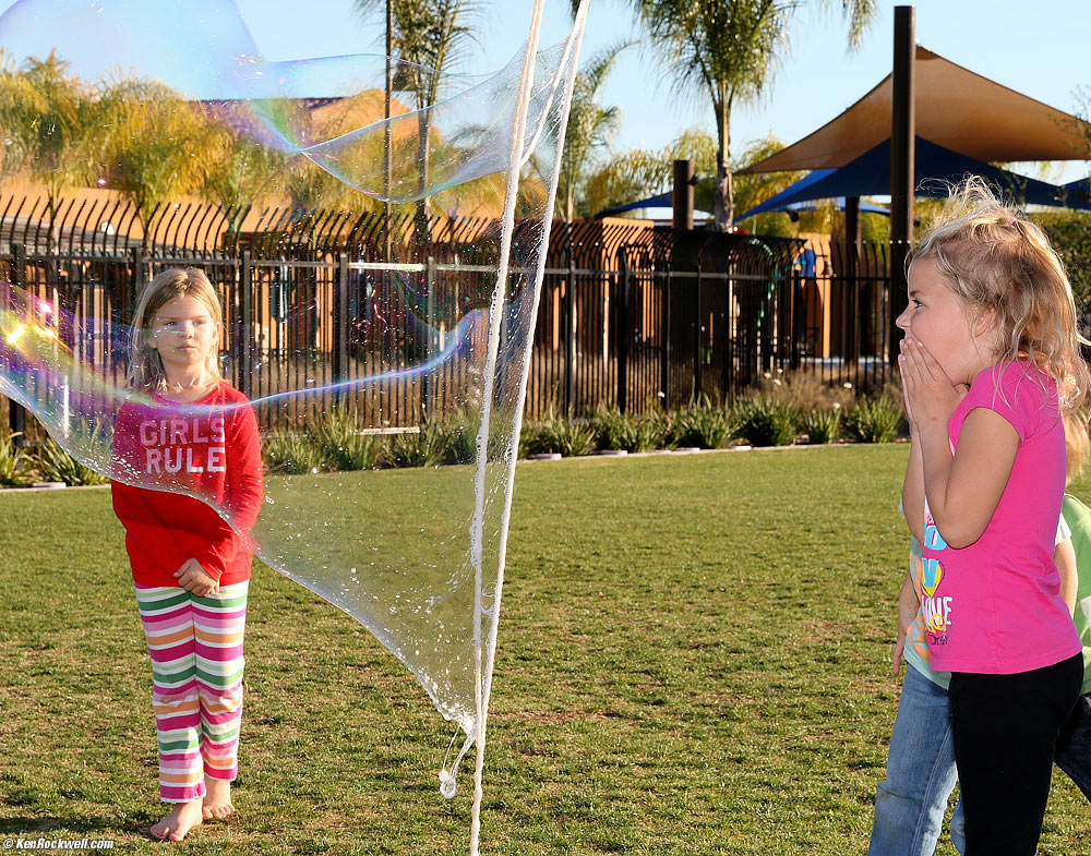 Katie and a big bubble