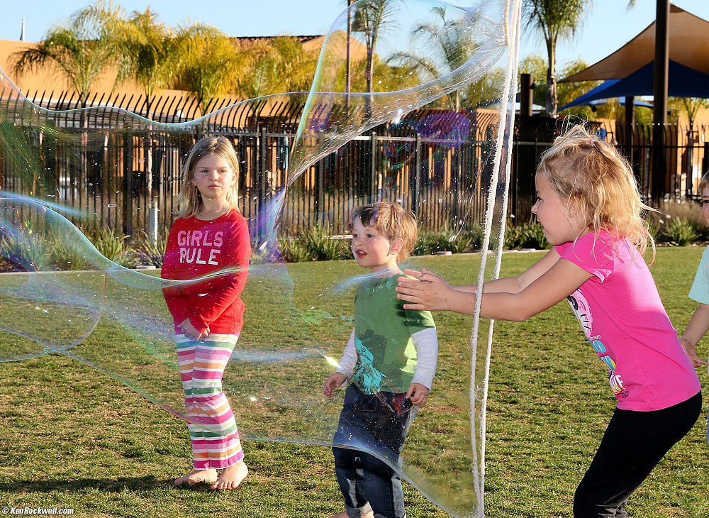 Katie and a big bubble