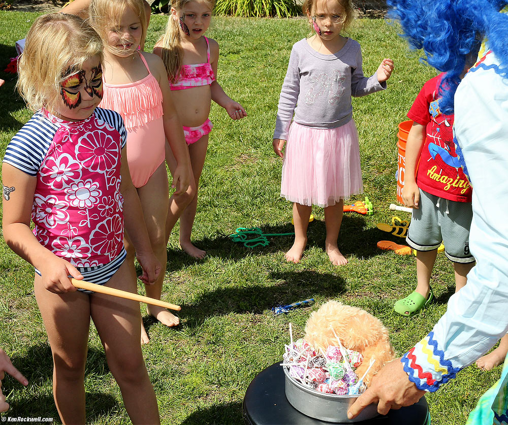 Poof! The grass turns into lollipops and a bear!