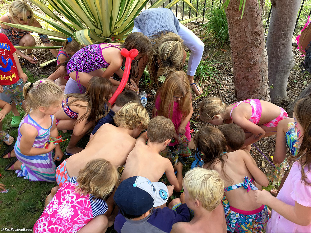 Kids picking up pi&ntilde;ata candy