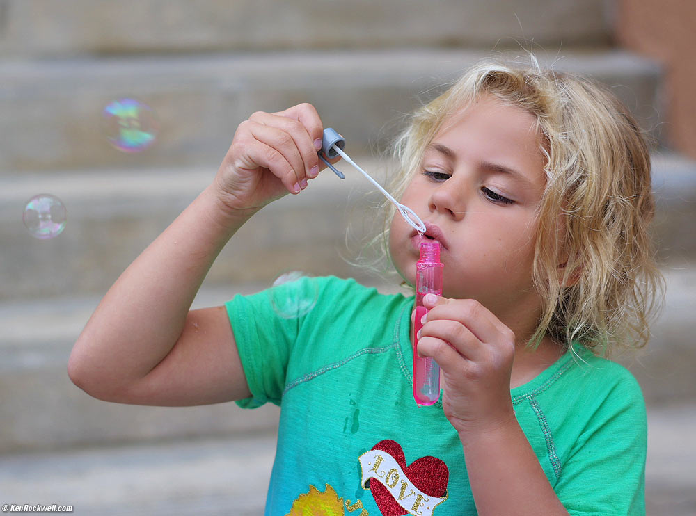 Katie blowing bubbles at borrellis