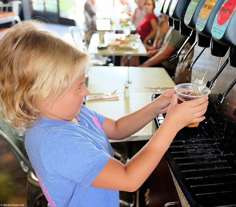 Katie at the drinking fountain