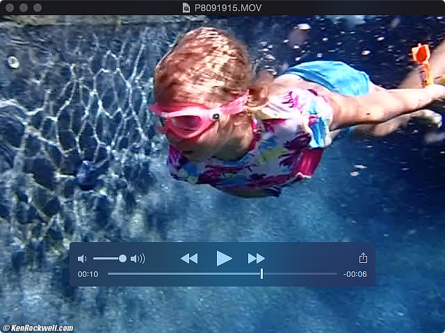 Katie dives to the bottom of the pool