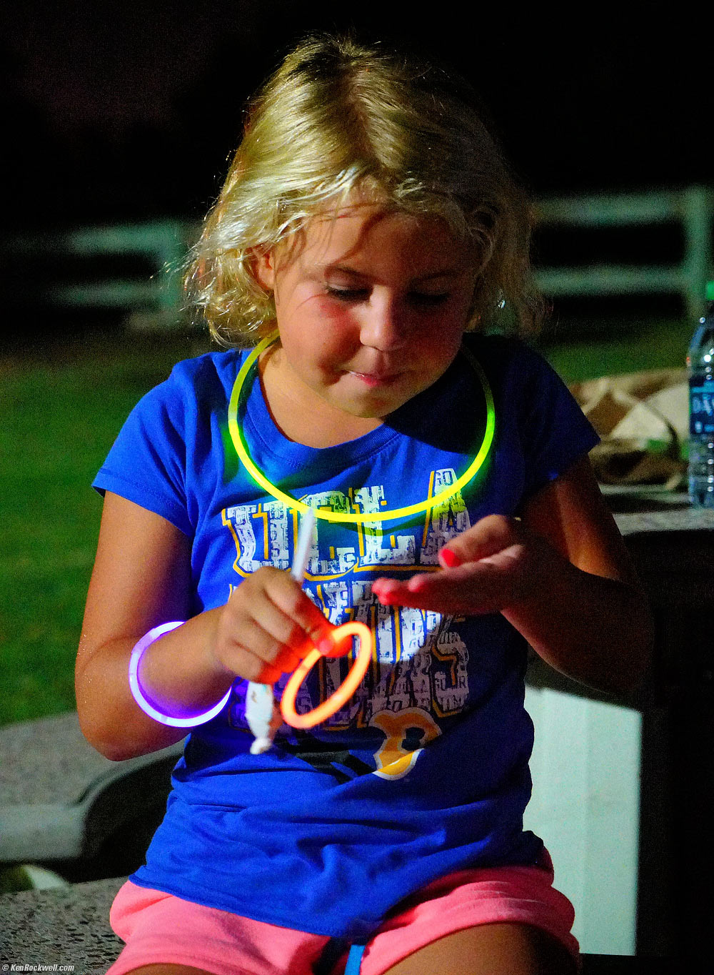 Katie lit by glow sticks, 11 September 2015