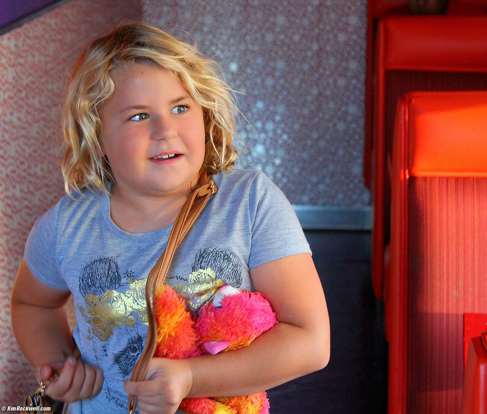 Katie makes a funny face at the Empanda Maker