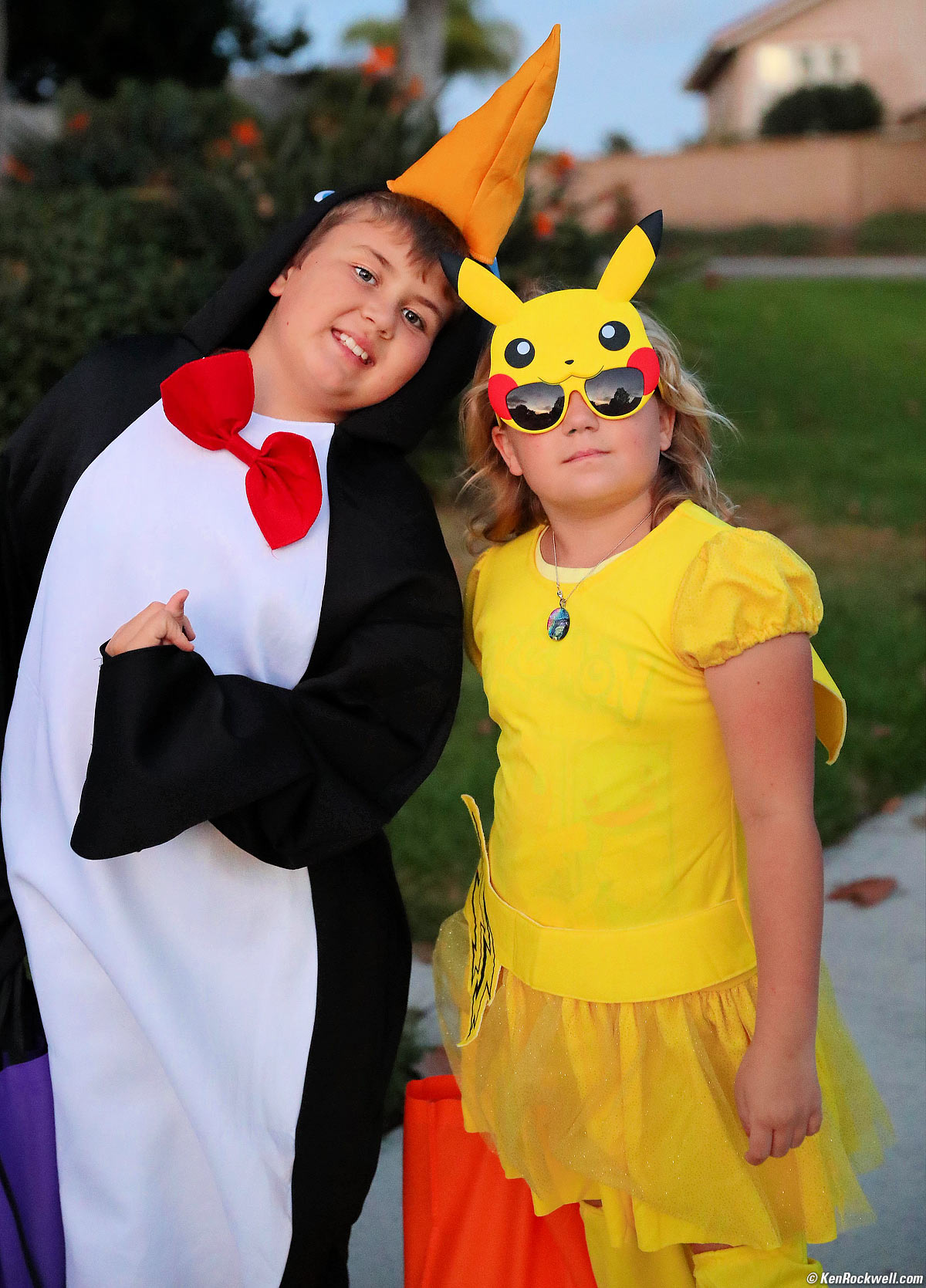 Ryan and Katie in their costumes after dark
