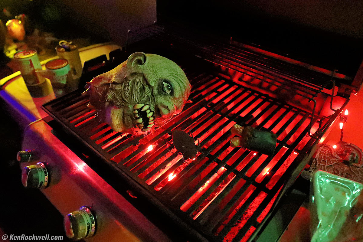 Severed human head on the grille