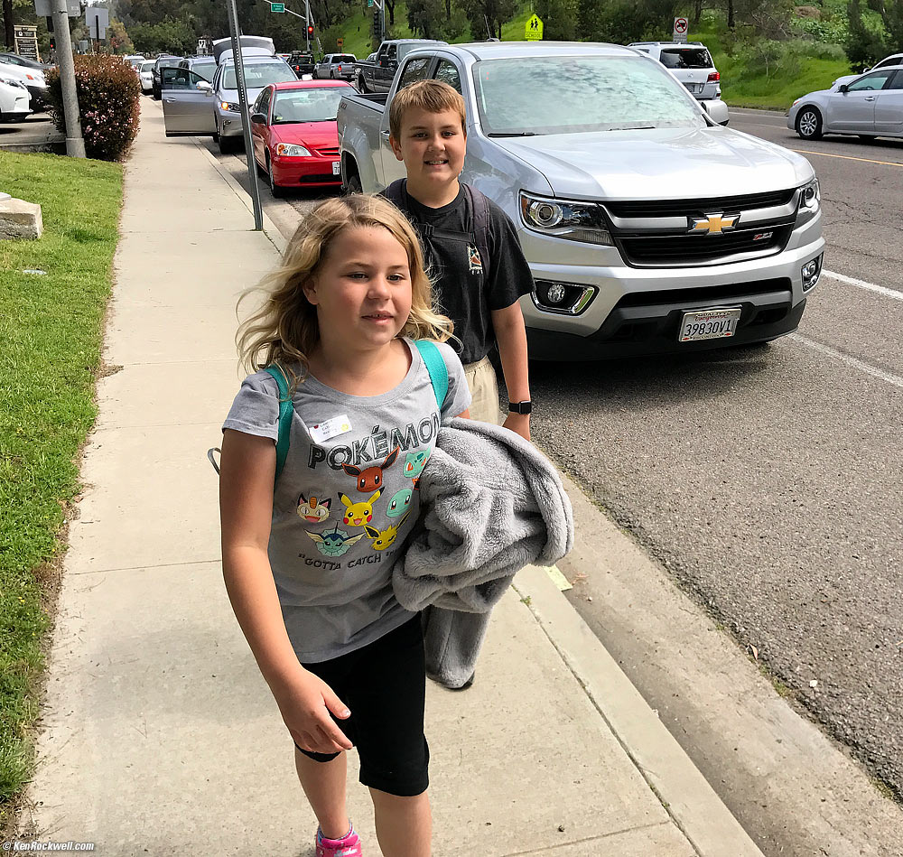 Dad gets the kids from school