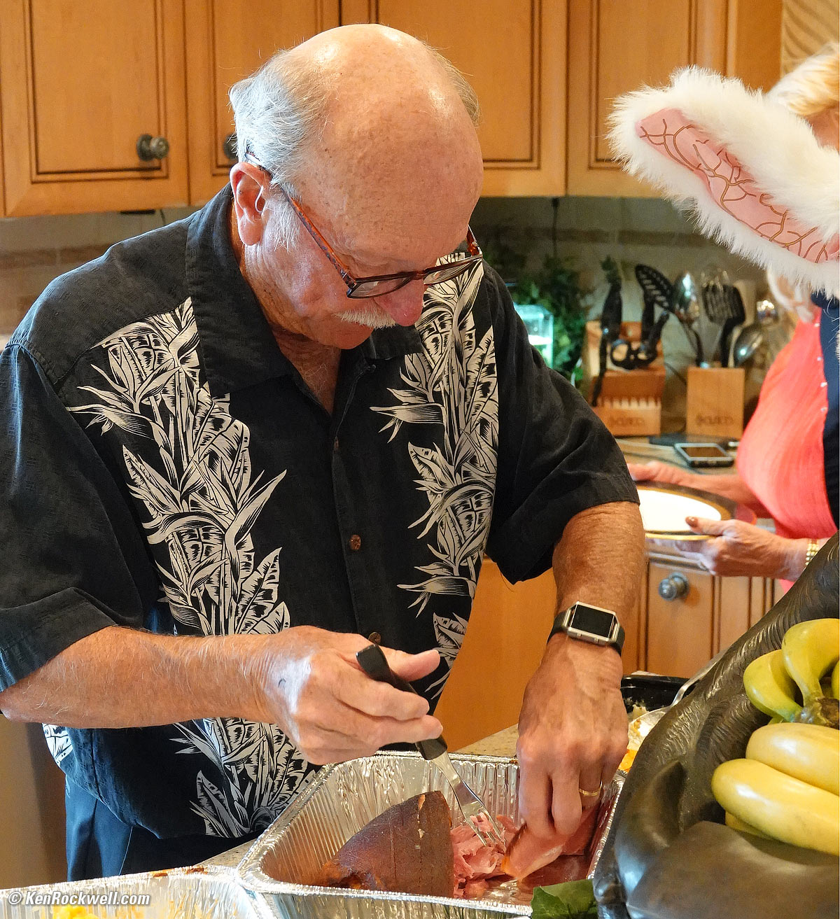 Pops carves the Easter ham