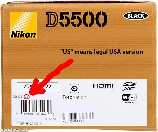 Nikon D5500 USA box end