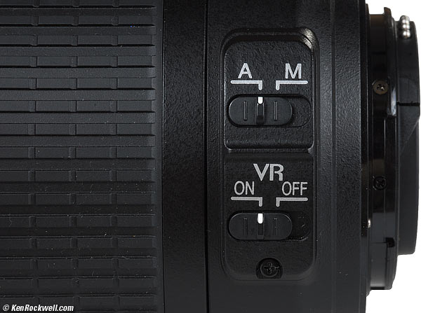 Switches Control Panel, Nikon 55-200mm VR