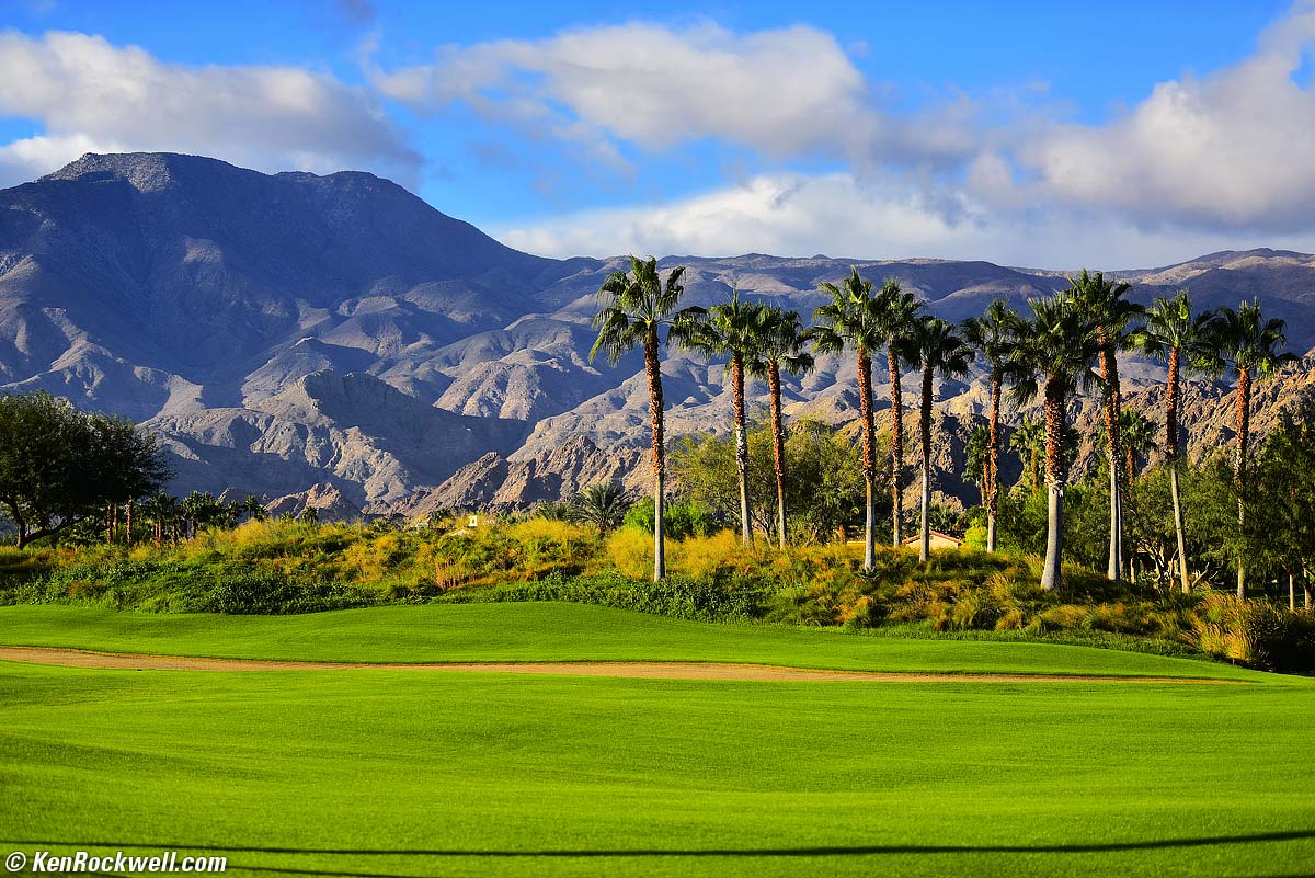 Golf Course with Palms and Mountains
