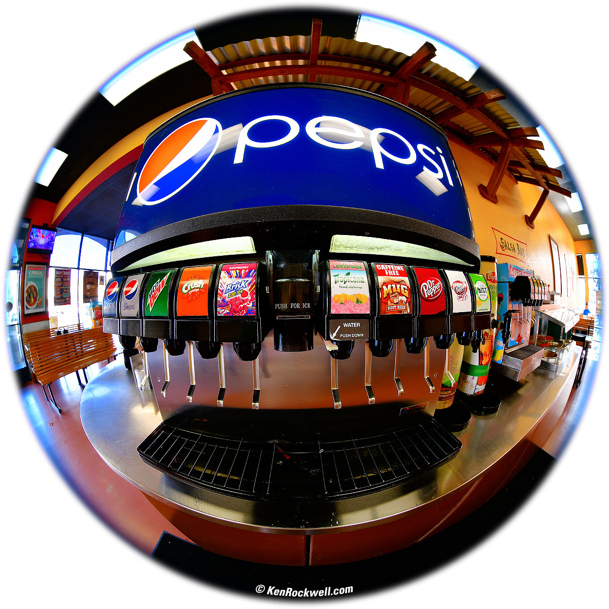 Pepsi Fountain through a Fisheye Lens