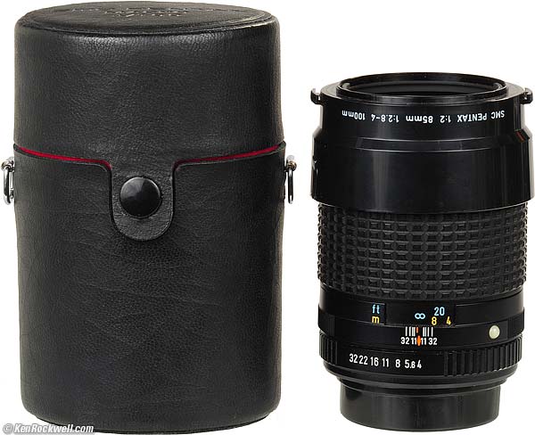 Pentax 100/4, case and hood