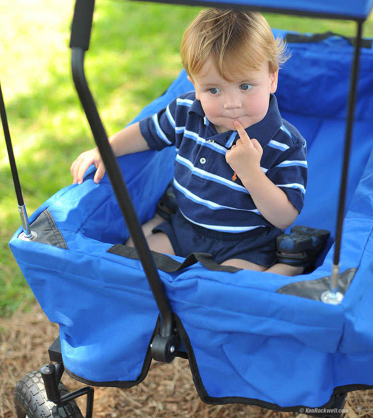 Baby Ryan in wagon