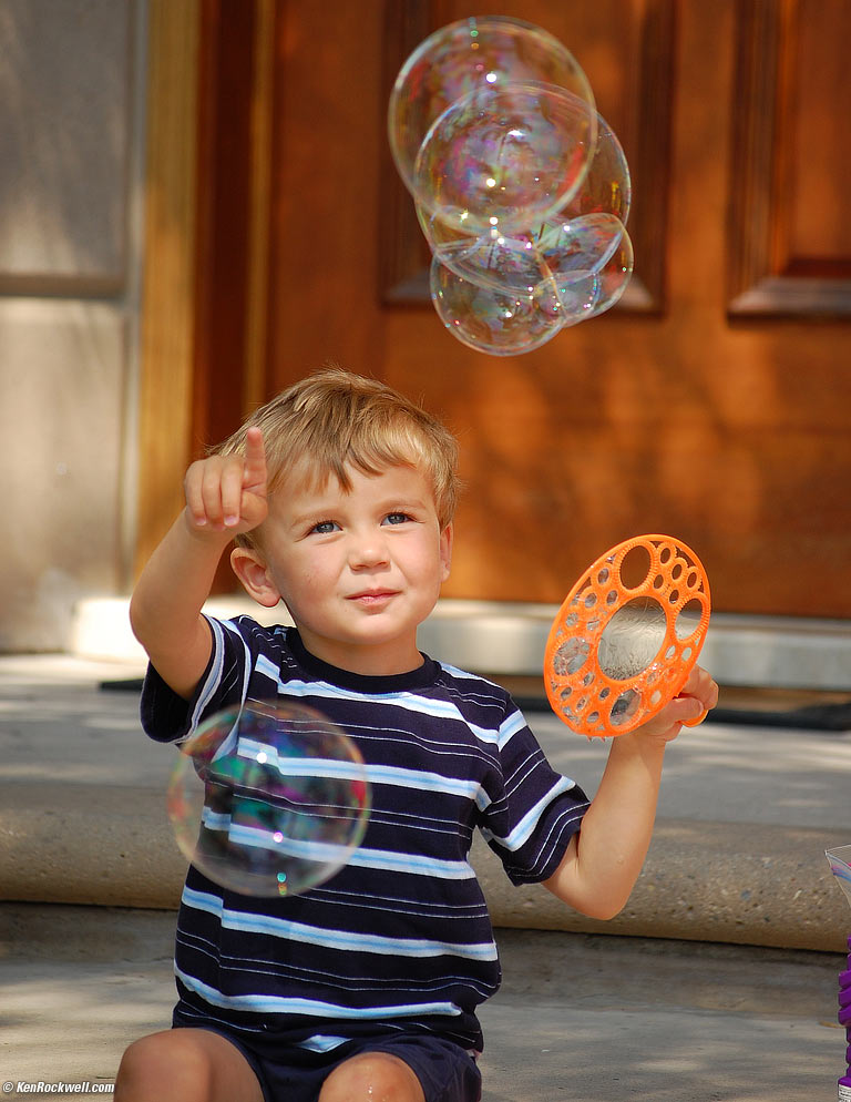 Ryan blowing bubbles