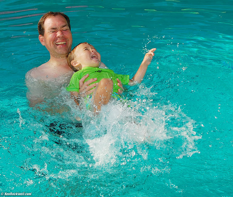 Ryan and dad in pool 18 june